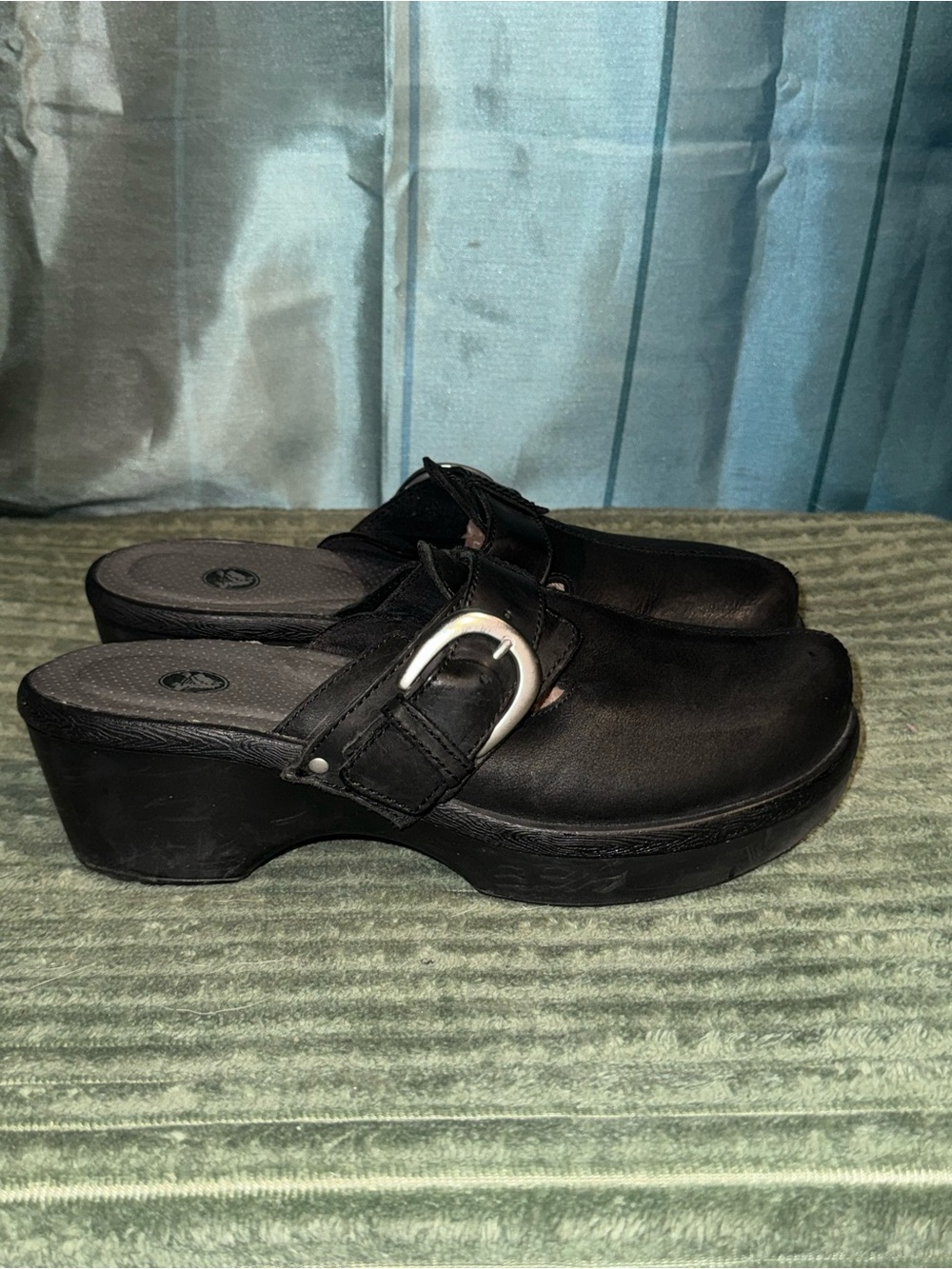 CROCS Black Slip-On Clog with Buckle Detail